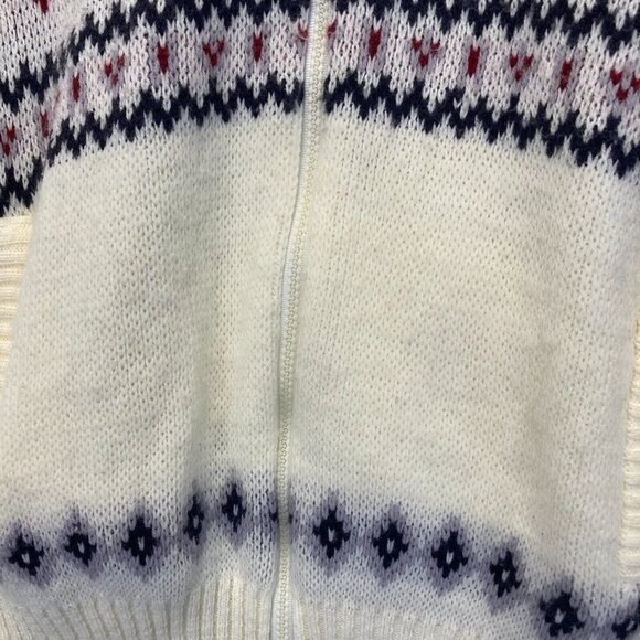 Scandia Woods Full Zip Cardigan Sweater Mens Large L Nordic Deer Knit White VTG - Picture 8 of 11